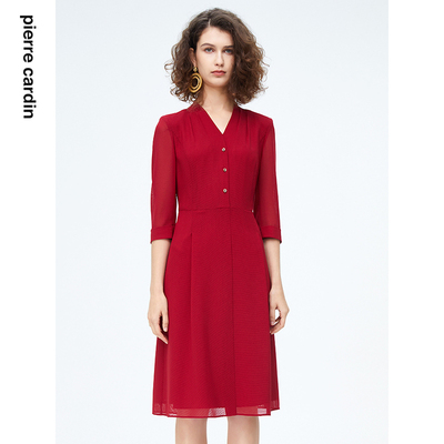 通勤淑女纯色修身连衣裙