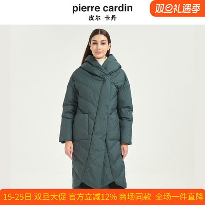 皮尔卡丹女装冬季新款白鸭绒中长款面包羽绒服外套通勤CD54YH022