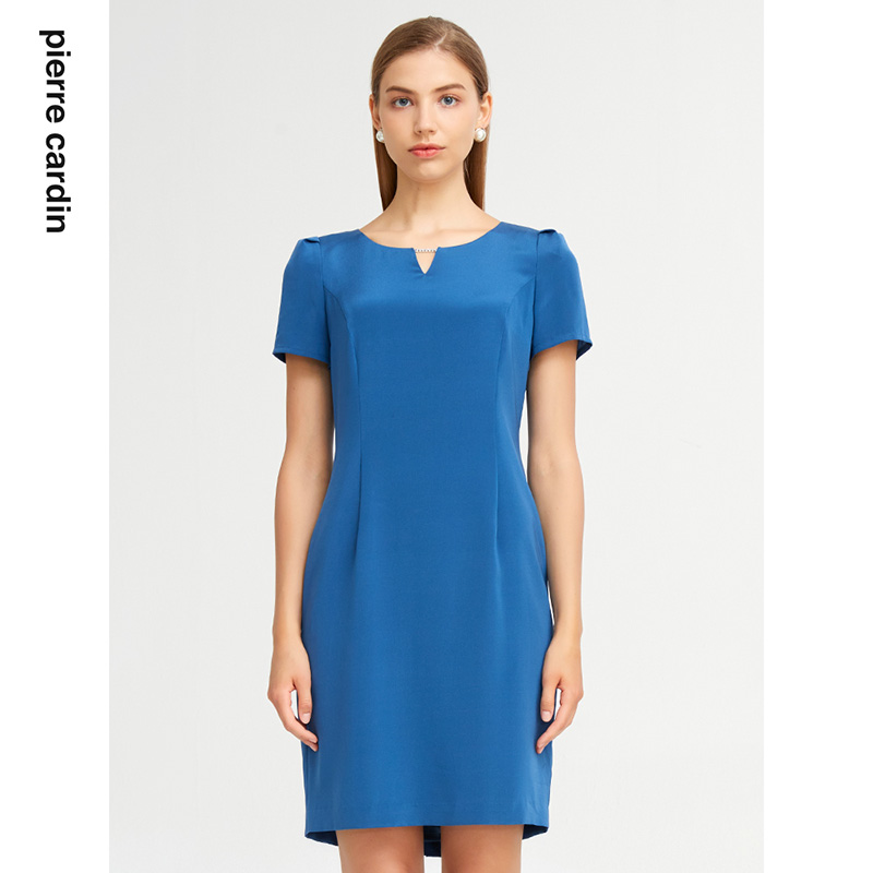 通勤淑女纯色修身连衣裙