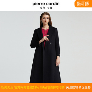 羊毛大衣经典 皮尔卡丹女装 法式 新款 黑色毛呢外套P4452C4987B0 冬季