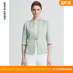 绿色白色长袖 商场同款 新款 春季 西服外套精致上衣 皮尔卡丹女装