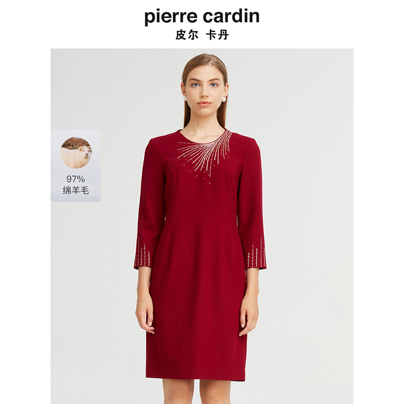 通勤淑女烫钻奢华礼服连衣裙图片