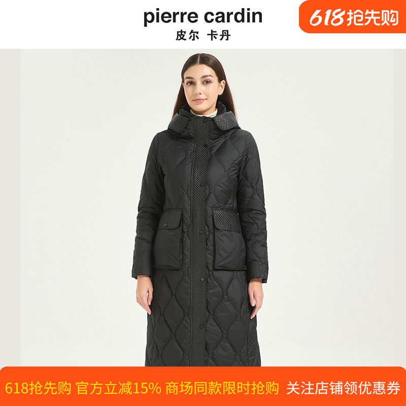 皮尔卡丹女冬季新款白鸭绒时尚个性连帽加厚保暖羽绒服CD54YH021