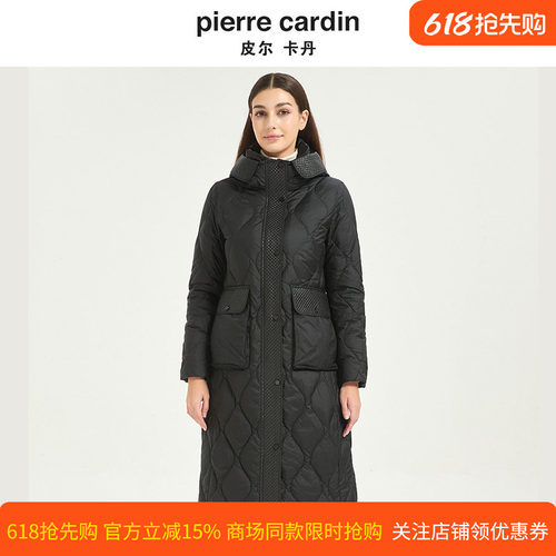 皮尔卡丹女冬季新款白鸭绒时尚个性连帽加厚保暖羽绒服CD54YH021