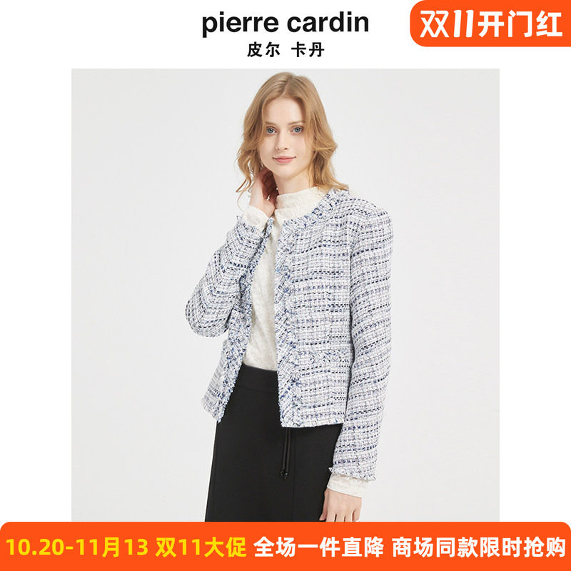 商场同款皮尔卡丹女装春季新款简约淑女修身小香风外套