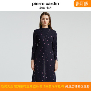 皮尔卡丹女通勤干练职业连衣裙秋冬中长款设计感裙子P4430E4912F3