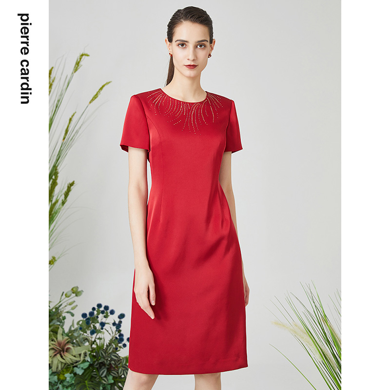 通勤淑女纯色修身连衣裙