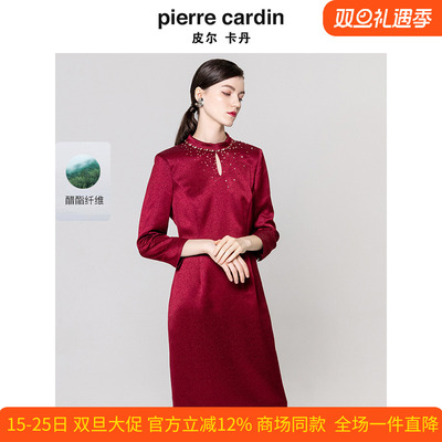 端庄淑女纯色旗袍领中式连衣裙