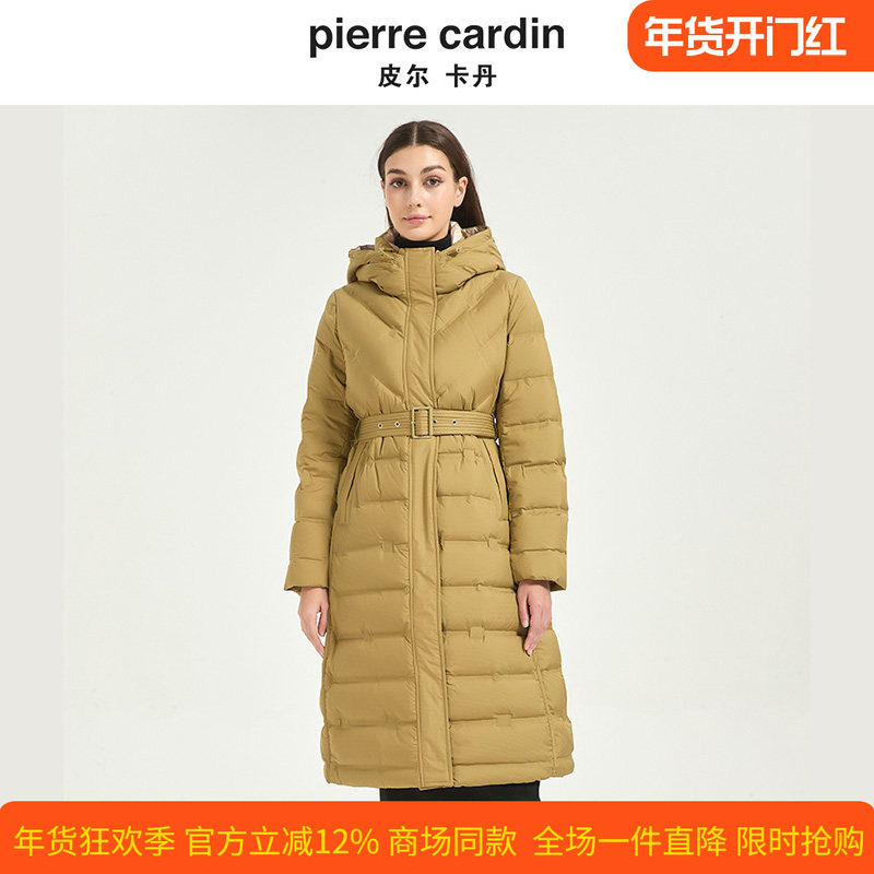 皮尔卡丹女冬季新中长款连帽白鸭绒系带收腰羽绒服女CD54YL010,女装/女士精品,羽绒服,淘宝优惠券,粉丝福利购,淘宝优惠卷