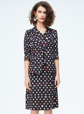 商场同款皮尔卡丹女装西装知性气质波点通勤修身西服P4227L4009B3