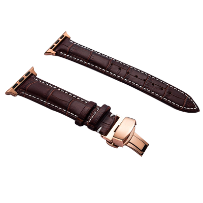 日日琪头层真皮手表带男蝴蝶扣代用苹果apple watch1/2/3/4/5配件