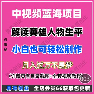 中视频蓝海项目副业教程课程视频素材资料在家就可以挣到米小白易