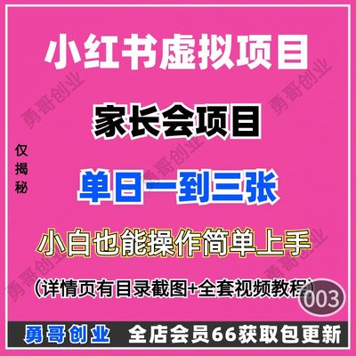 小红书虚拟项目副业课程教程视频素材资料在家就能够挣到米操作易