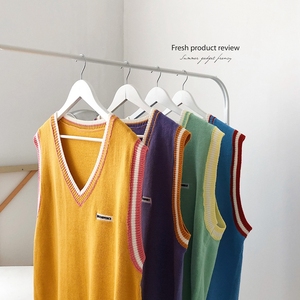 XZ216-MY28-P40 19秋冬新款男毛衣V领背心 中性/情侣/班服 团服图片