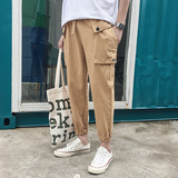 XZ216-K02-P55【M-5XL】男士休闲宽束脚裤大口袋刺绣卡其原A452，男装休闲裤，星座716