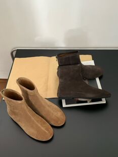 gelly复古英伦风小短靴女2025秋冬羊皮绒面圆头低跟瘦瘦靴马丁靴