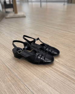 tombor法式复古罗马凉鞋女夏2025年中跟包头镂空编织仙女玛丽珍鞋