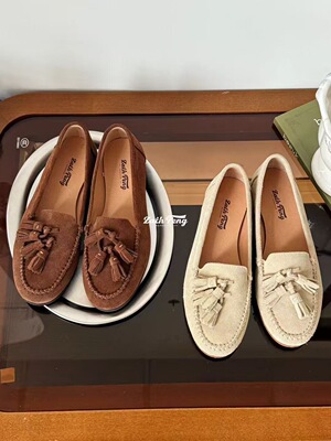 ZACH PENG 2026新款法式复古流苏豆豆鞋女软底一脚蹬懒人鞋乐福鞋