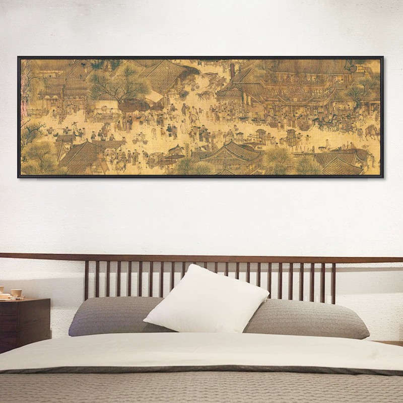 网红清明上河图装饰画名画挂画中国风客厅书房国画办公室茶室中式