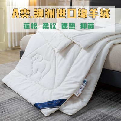 绵羊绒精梳羊绒被100％纯超细羊毛被冬被加厚保暖被芯春秋被子2.2