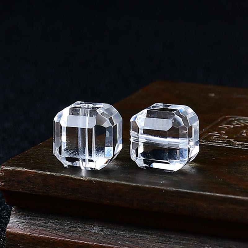 2025天然白水晶方糖切面单颗散珠方块diy串珠手链配件手串项链配
