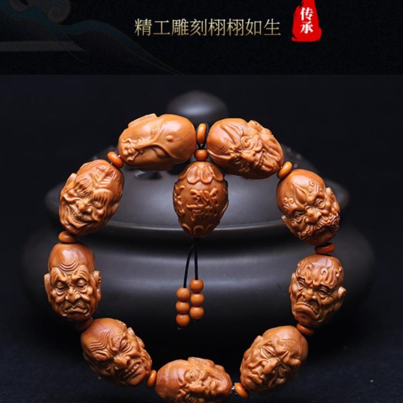 2025正宗双面十八罗汉橄榄核手串须派手持精雕文玩男士双面罗汉橄