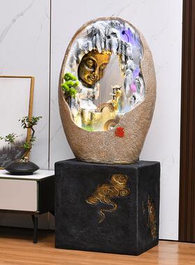 2026跨境东南亚佛像招财流水喷泉会所加湿器摆件客厅办公室禅意装