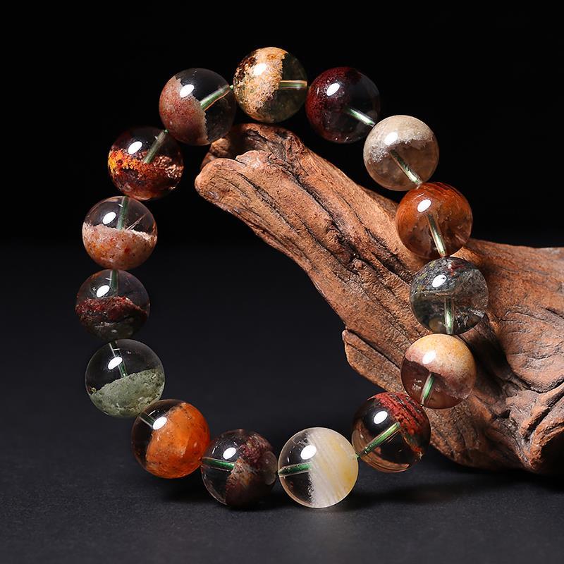 2025晶无缺天然四季幽灵女绿幽灵手串男彩色幽灵单圈水晶异像水晶