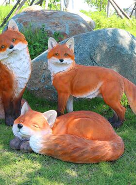 2026仿真狐狸摆件动物雕塑模型户外草坪幼儿园景观灵狐造景庭院装