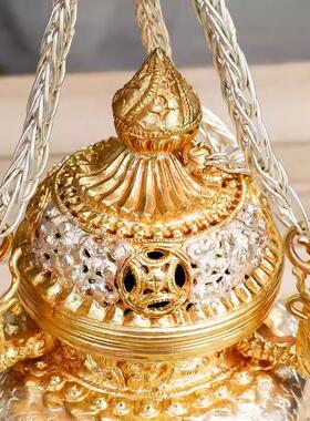 2026纯铜吊挂香炉禅意家用室内盘香炉鎏金鎏银熏香炉大号悬挂香炉