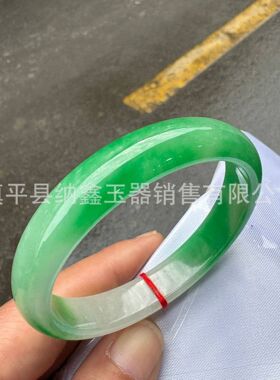 2026厂家翡翠B货白底青手镯冰糯种阳绿翡翠B货手镯货精选发货
