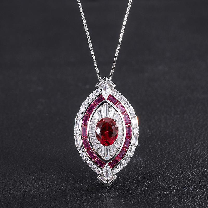 2025庄生生珠宝镶钻独立包装仿真红钢玉女式镶嵌吊坠戒指套装主石