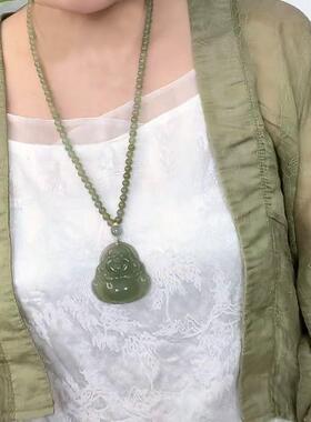 2026《慈安》和田玉佛公吊坠项链女款串珠弥勒佛翡翠长辈礼物送妈