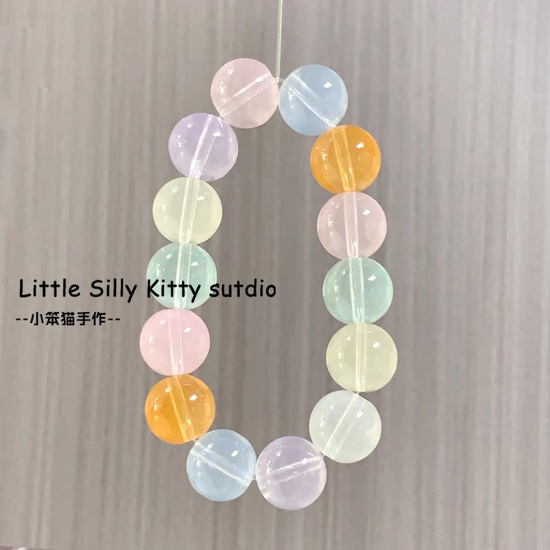 202514mm大卡仿水水玻璃琉璃圆珠散珠子手串diy串珠手工手链饰品