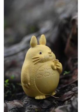 2026黄杨木龙猫香插摆件日本宫崎骏吉力猫公仔手把件动漫客厅禅室