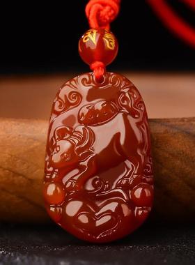 2026天然12十二生肖红玛瑙吊坠男玉石女生肖牛蛇鸡玉坠玉佩项炼护