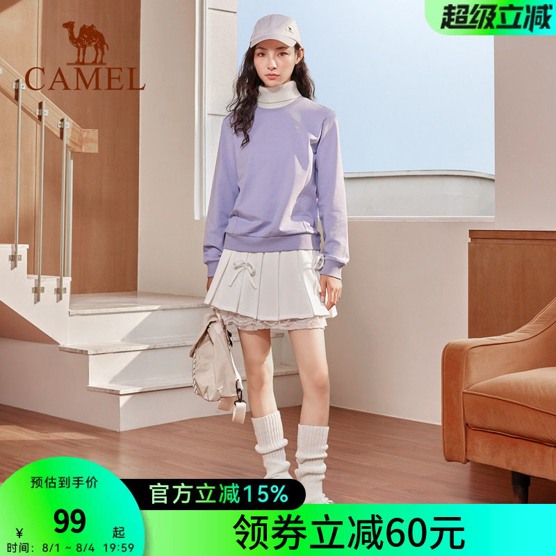 骆驼套头圆领卫衣女新款薄款情侣宽松休闲女装薄款运动服长袖上衣