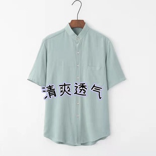 唐装男士麻类短袖衬衫夏天透气薄款中高档麻类半袖中式垂感T恤