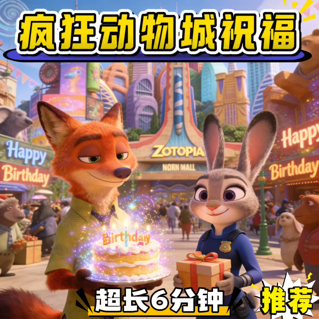 疯狂动物城生日祝福视频投屏定制圣诞儿童节日鼓励制作,商务/设计服务,FLASH/动画制作,淘宝优惠券,粉丝福利购,淘宝优惠卷