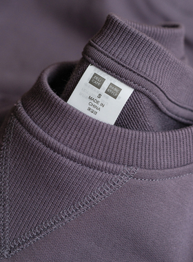 320g重磅圆领卫衣女秋冬浪漫高级显白紫色长袖上衣美式复古t恤男