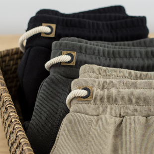 针织五分裤 男夏天休闲纯色运动卫裤 工装 宽松夏季 美式 中裤 重磅短裤