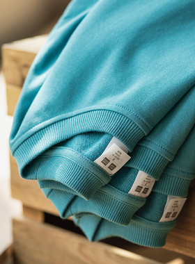 重磅宽松卫衣男显白高级感孔雀蓝秋冬套头圆领上衣慵懒ins风情侣