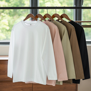 上衣白色内搭新款 长袖 秋款 打底衫 衣服黑色赛络纺高端纯棉 t恤男士