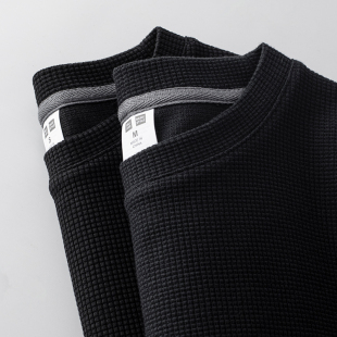 打底衫 华夫格短袖 体恤宽松白色中袖 260g重磅针织半袖 潮 T恤男夏季