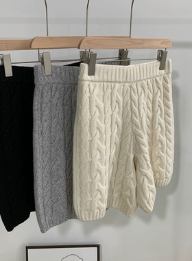 冬季氛围时尚感！阔腿麻花针织短裤！休闲日常穿搭绝绝子！加厚裤