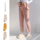 腰围可调节宽松休闲印花格子高腰长裤 孕妇纯棉磨毛睡裤 春秋季 子