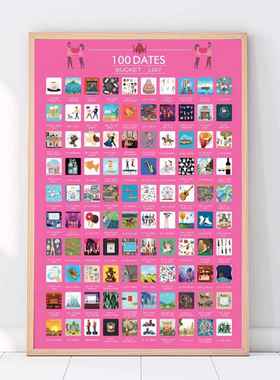 Poster Scratch Off 100 Dates Bucket List Couple Gift Unfram