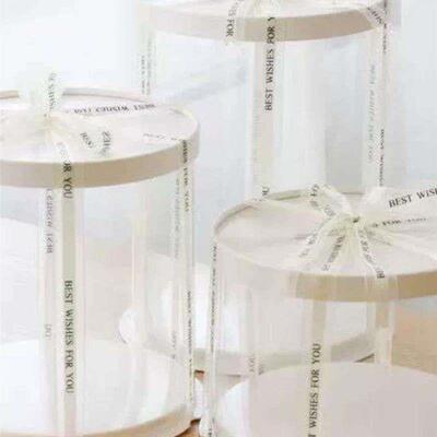 5pcs Round Cake Box Clear Cylindrical Pattern Transparent T