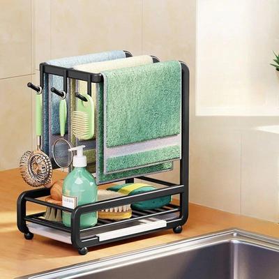 Holefree Wallmounted Kitchen Supplies Rag Rack Multifunct