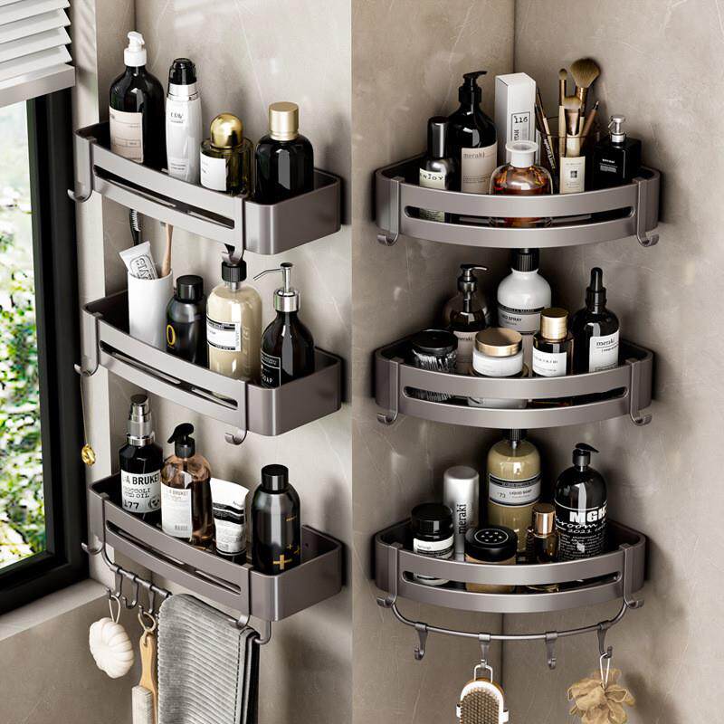 Bathroom wall mounted space aluminum triangle storage rack